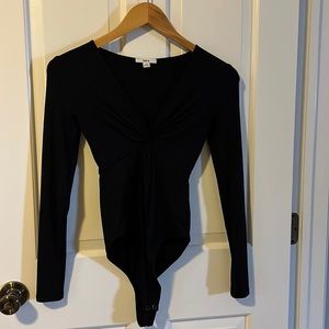 Black v neck bodysuit